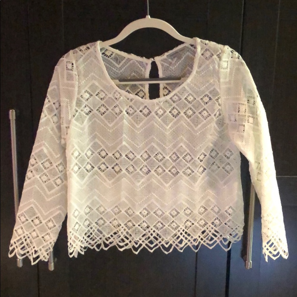 White Lace Long-sleeve Charlotte Russe shirt